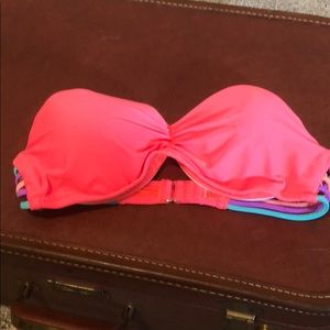 Strapless coral bathing suit top